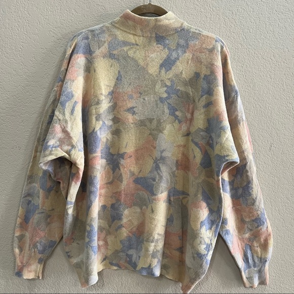 ASPHALT Womens Wool Blend Butter Yellow Floral Sweater Sz M-L Boho Casual - Picture 2 of 7